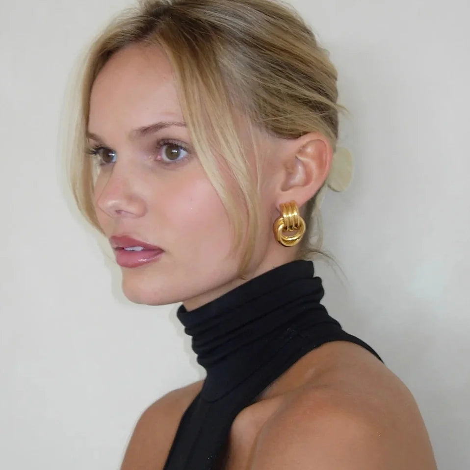 Minimalistic Stainless Steel Ring Stud Earrings Waterproof