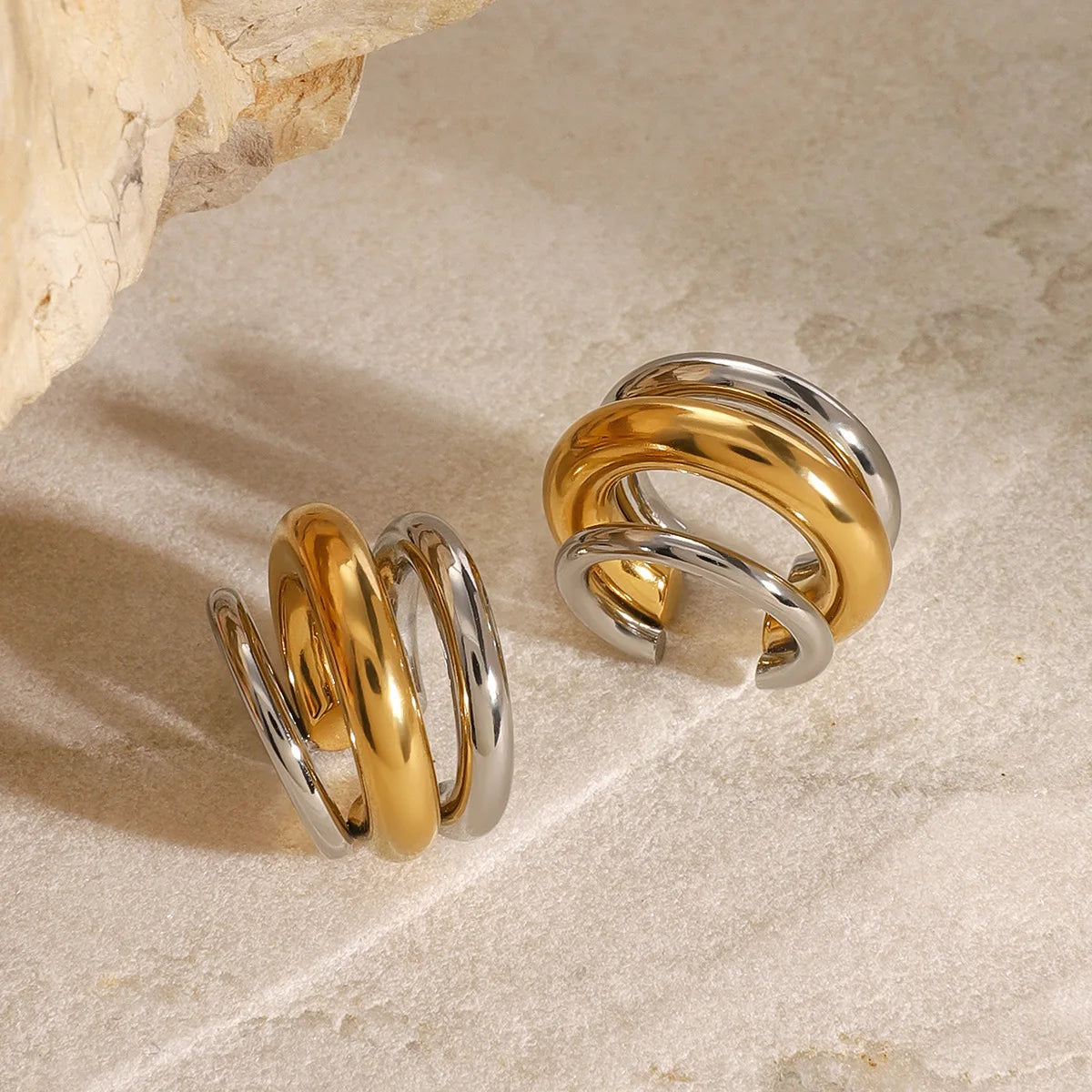 18K Gold Plated Contrast Ear Cuffs