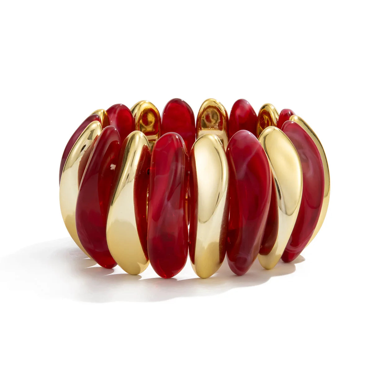 Geometric Wide Chunky Resin Elastic Bangle Bracelets