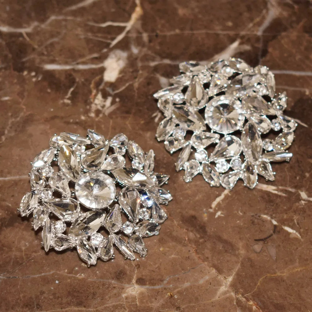 Rhinestone Flowers Dangle Earrings