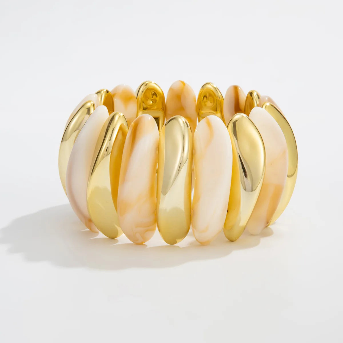 Geometric Wide Chunky Resin Elastic Bangle Bracelets