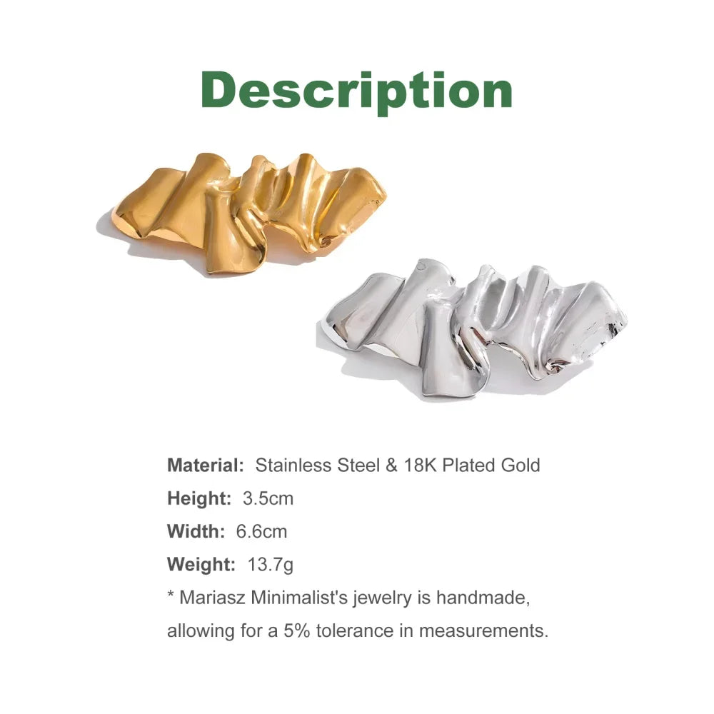 Minimalist Abstract Ruffled Design Stainless Steel Brooches