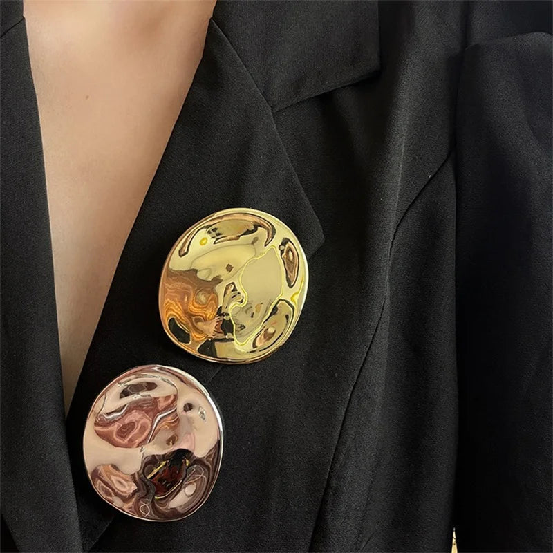 Minimalist Style Metal Round Brooch