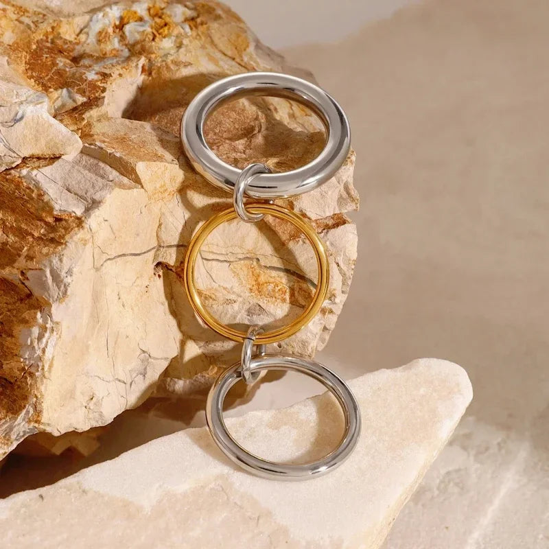 Gold Plated Statement Interlocking Ring Stackable