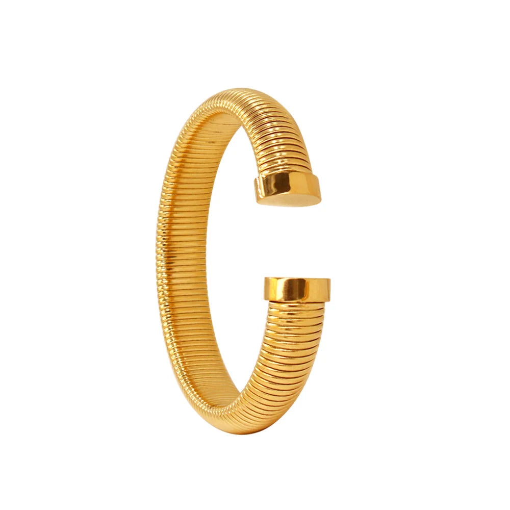 Gold Plated Textured Stainless Steel Cuff