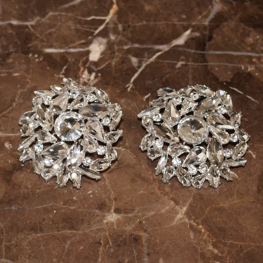 Rhinestone Flowers Dangle Earrings