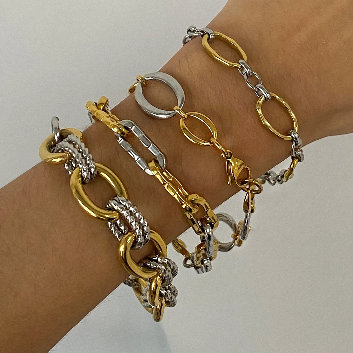 Minimalist Chain Bracelet Stackable 18k Gold Plated