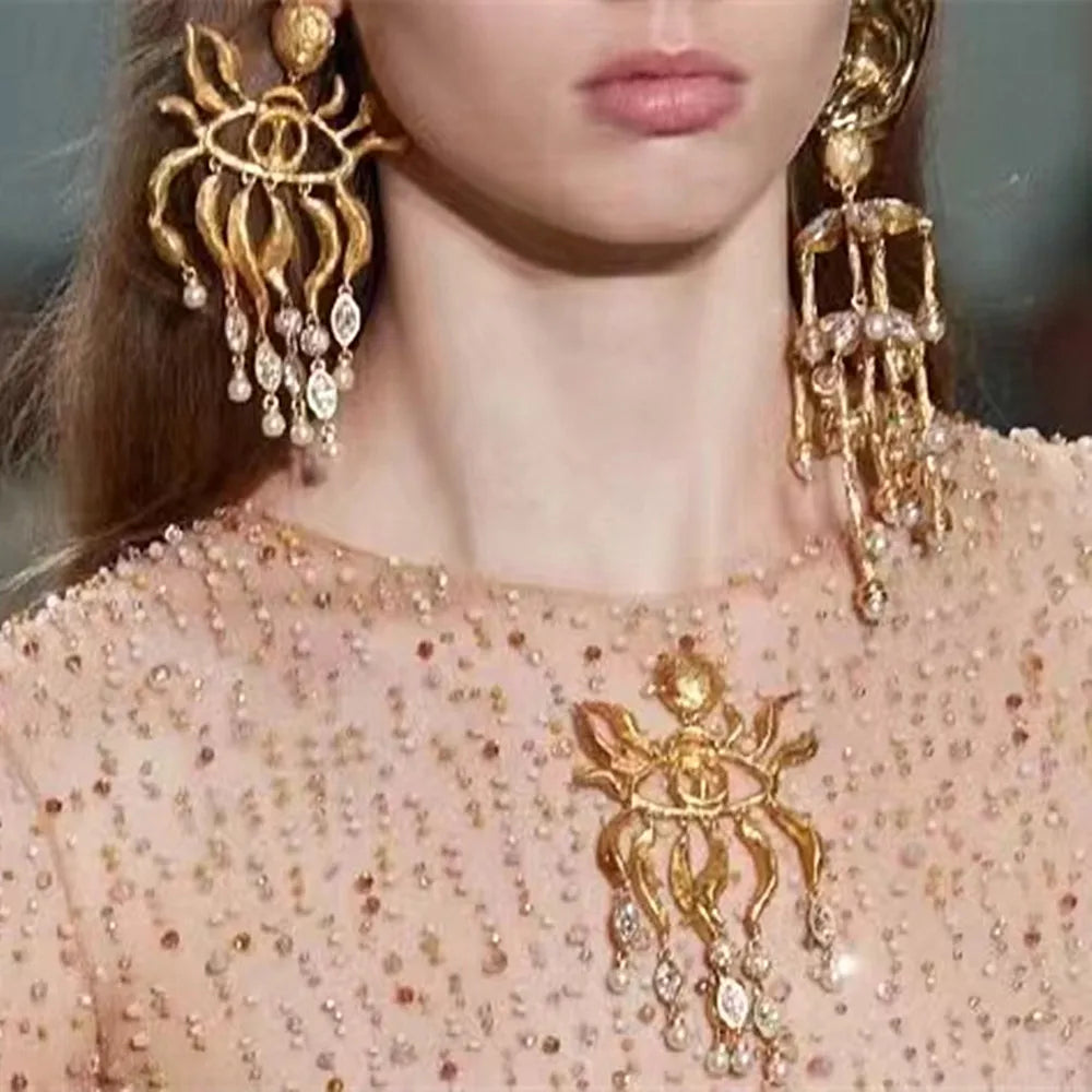 Statement Surrealist Chunky Earrings Baroque Style