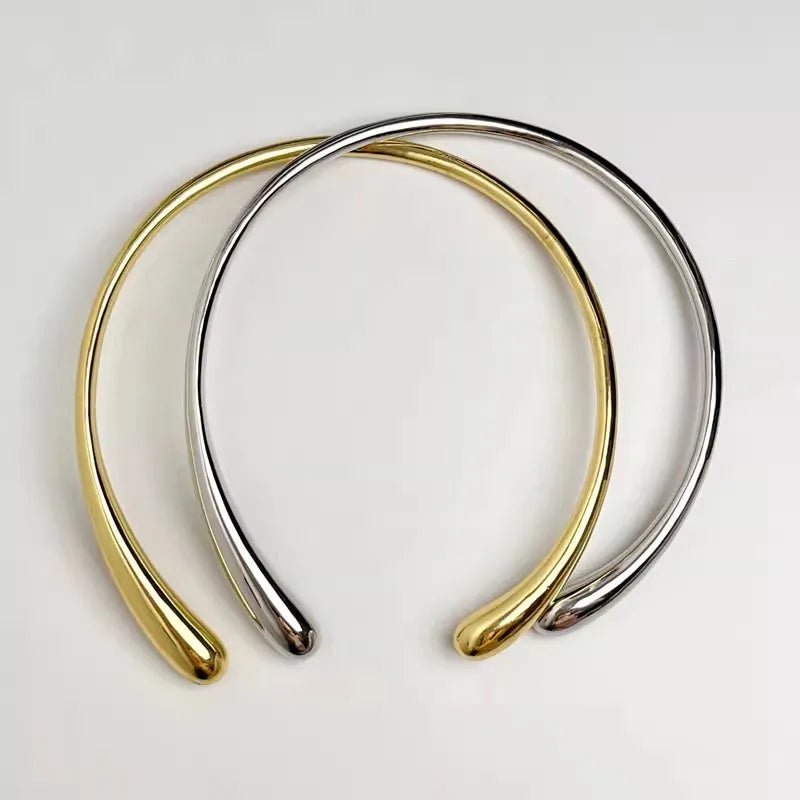 Geometric Droplet Metal Opening Choker Necklace