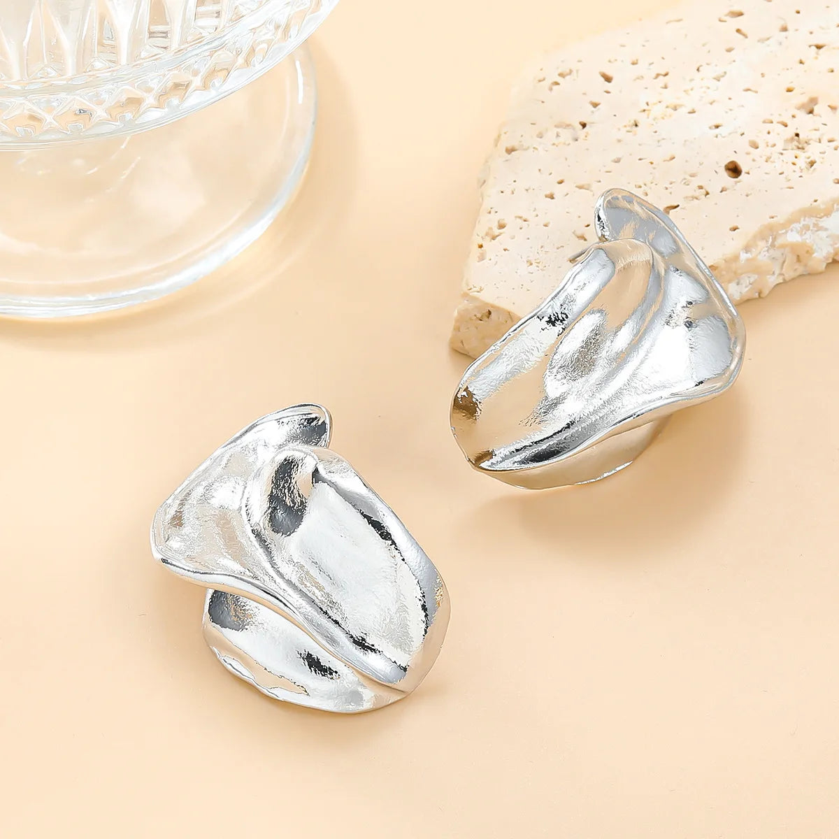 Organic Chunky Metal Earrings 18K Gold Plated