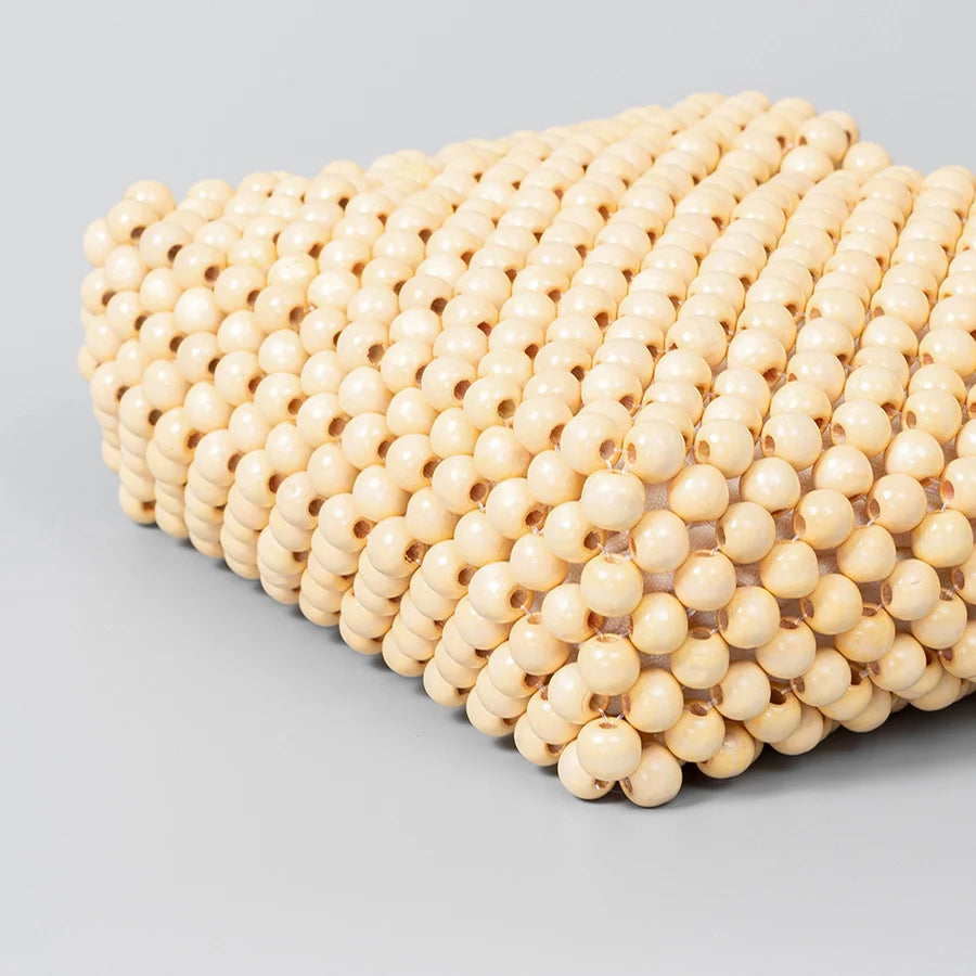 Top Handle Wooden Beaded Bags