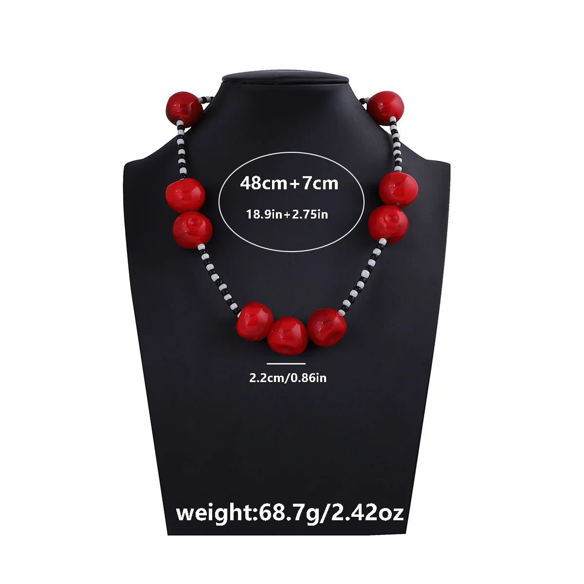 Red Cherry Beads Short Choker Necklace