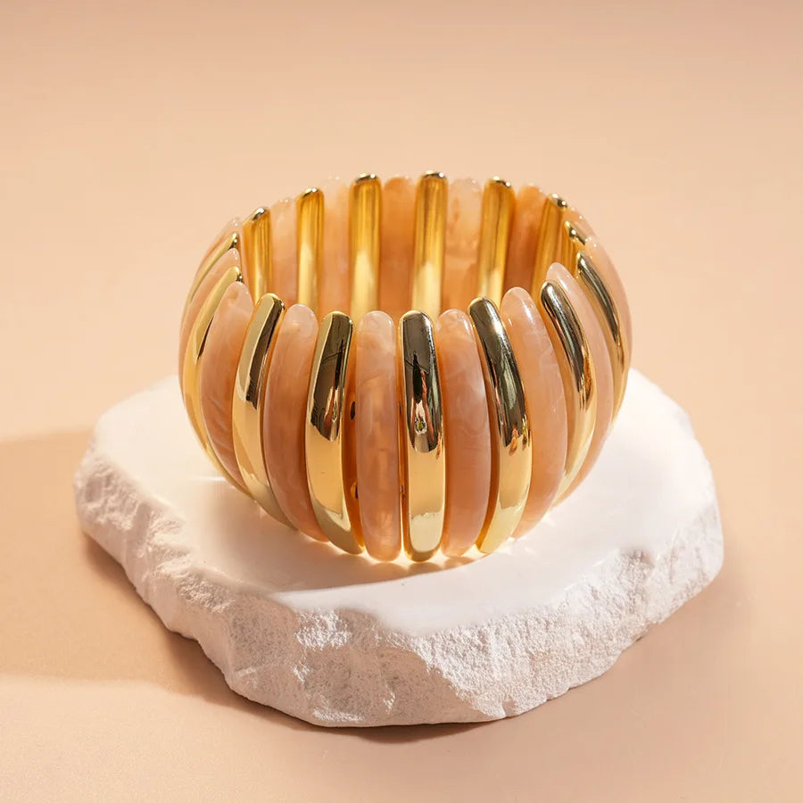 Statement Resin Beaded Elastic Wide Bangles