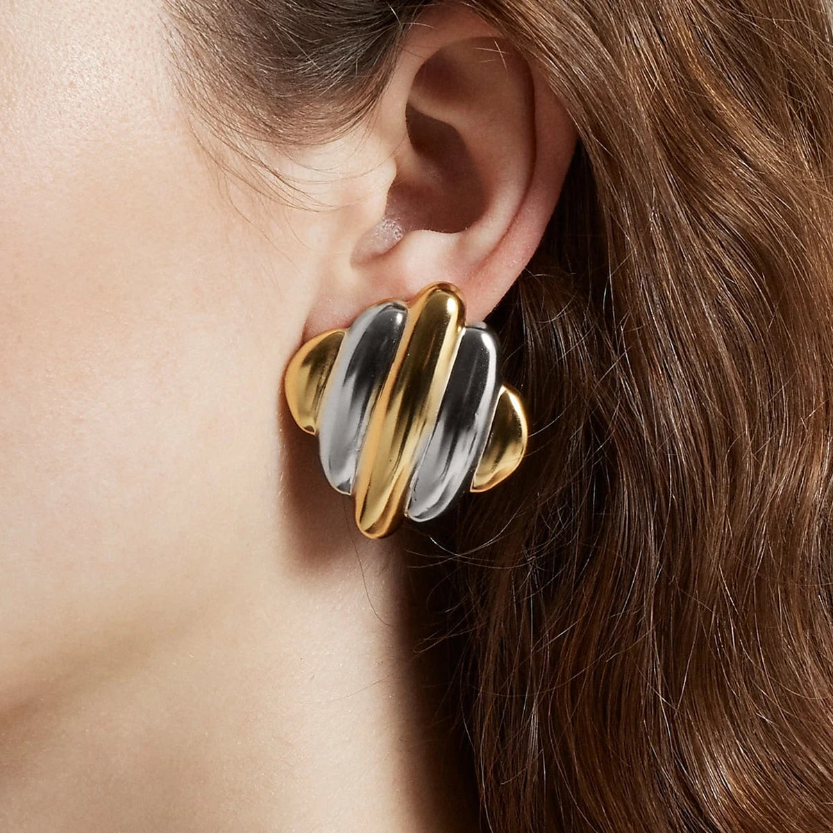 Contrast Striped Square Earrings