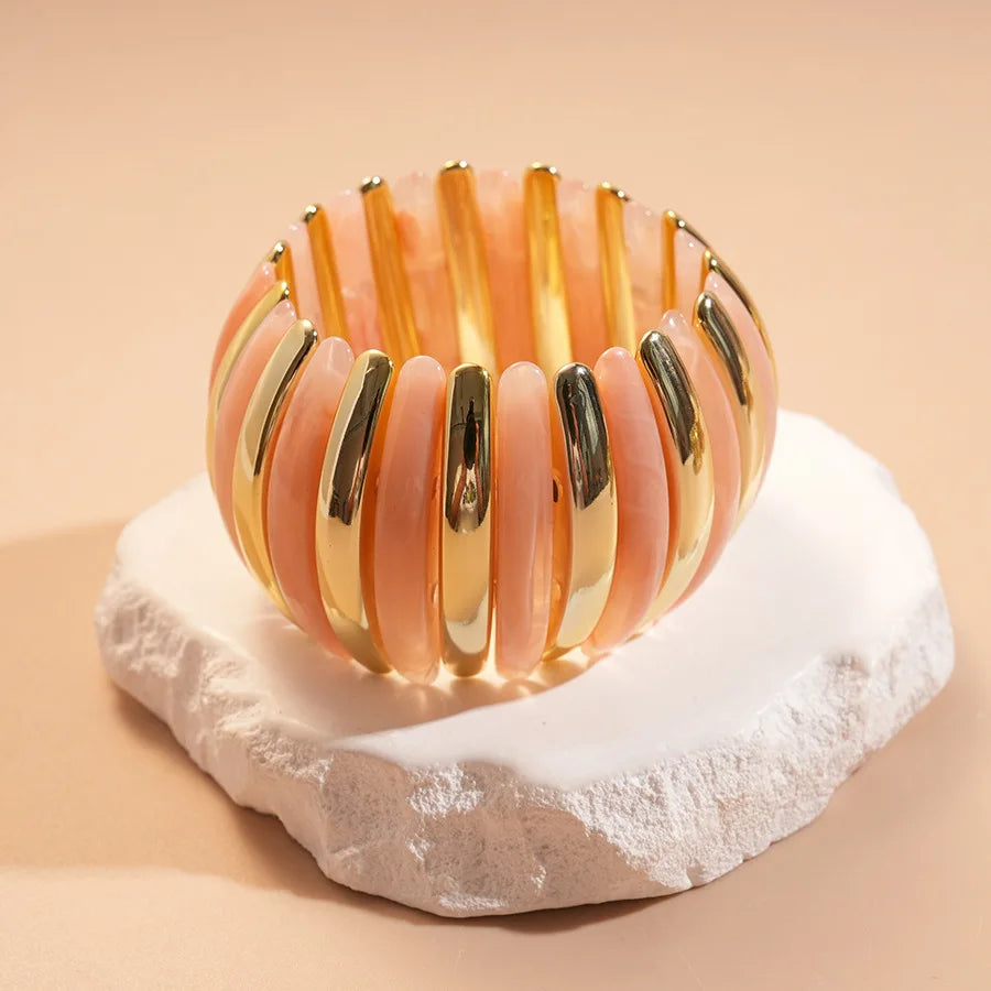 Statement Resin Beaded Elastic Wide Bangles