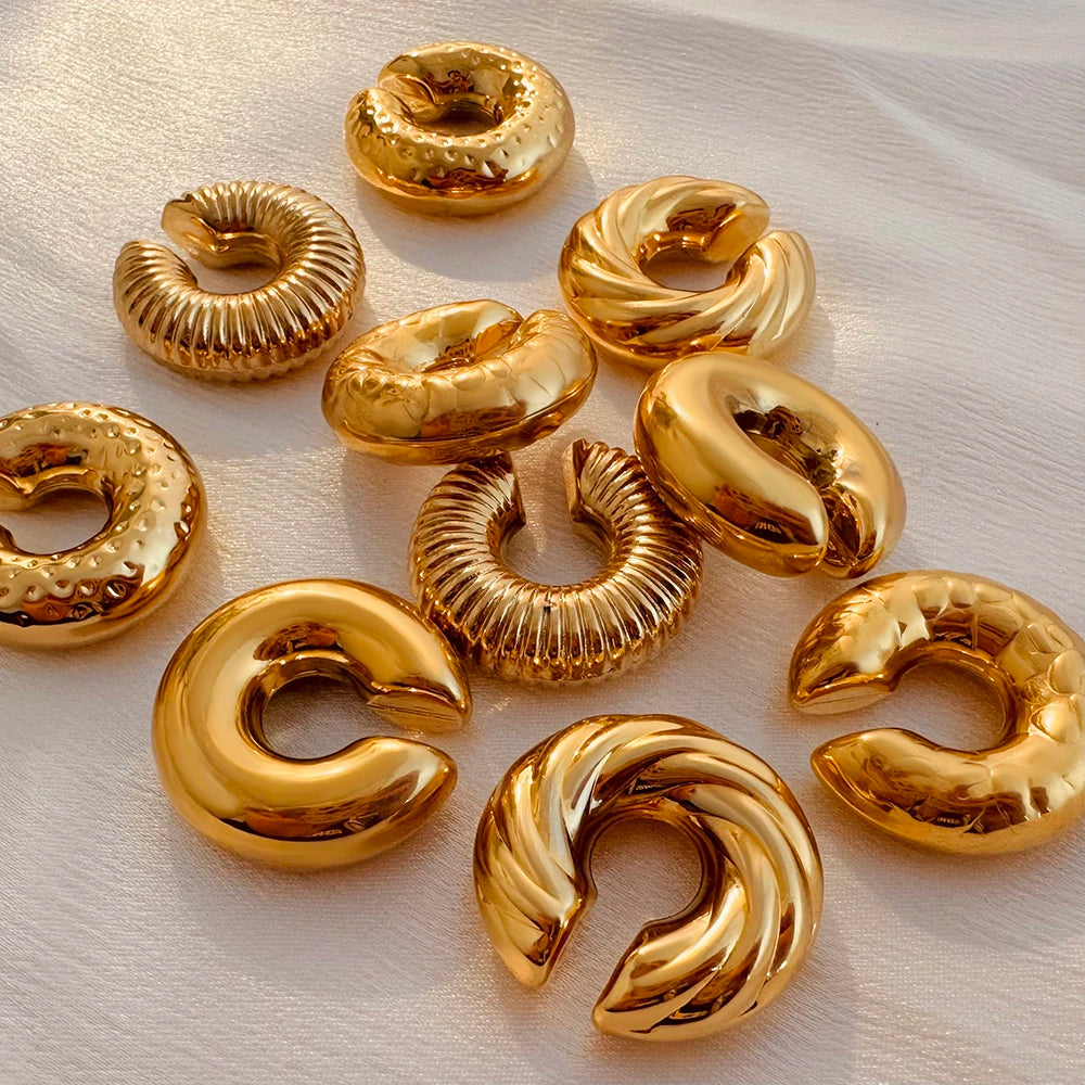 18K Gold Plated Chunky Ear Cuffs