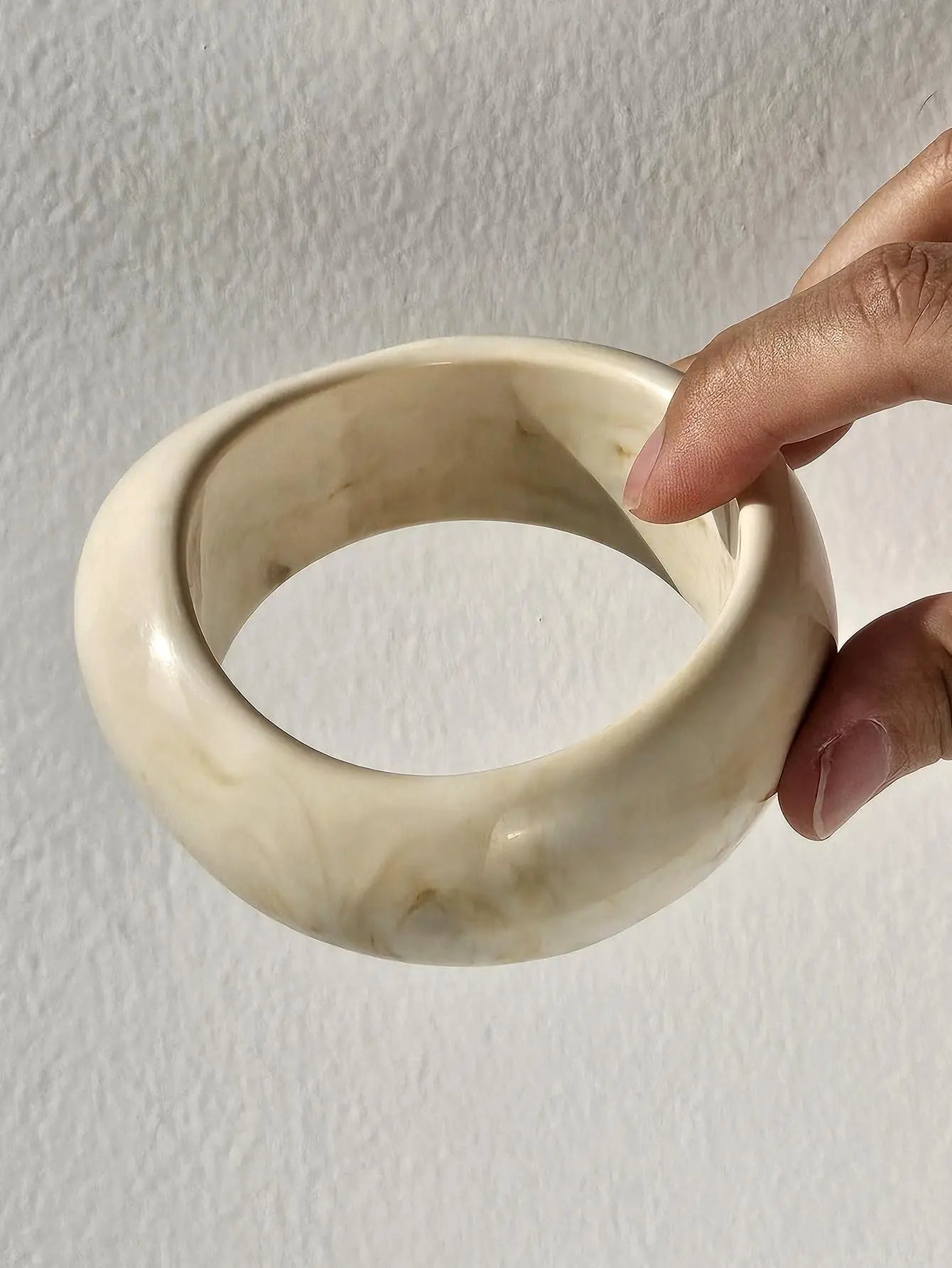 Chunky Exaggerated Irregular Square Round Yellow White Texture Silver Plated Resin Bracelets