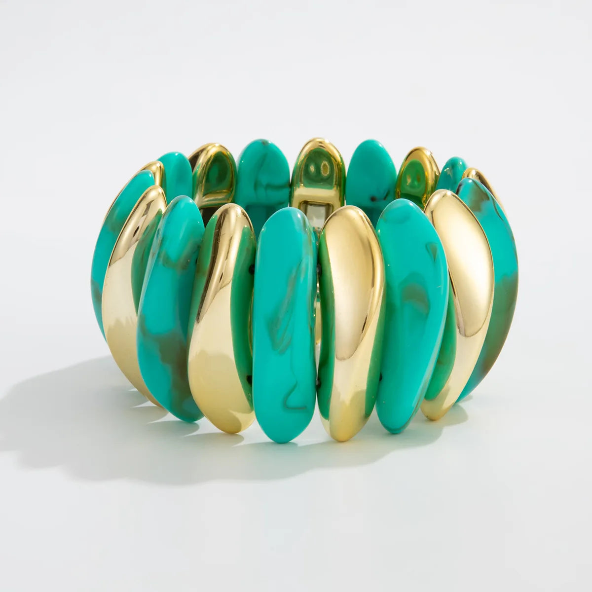 Geometric Wide Chunky Resin Elastic Bangle Bracelets