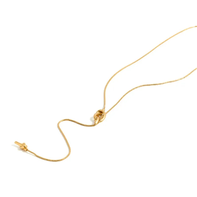 Metal Knot Pendant Long Necklace