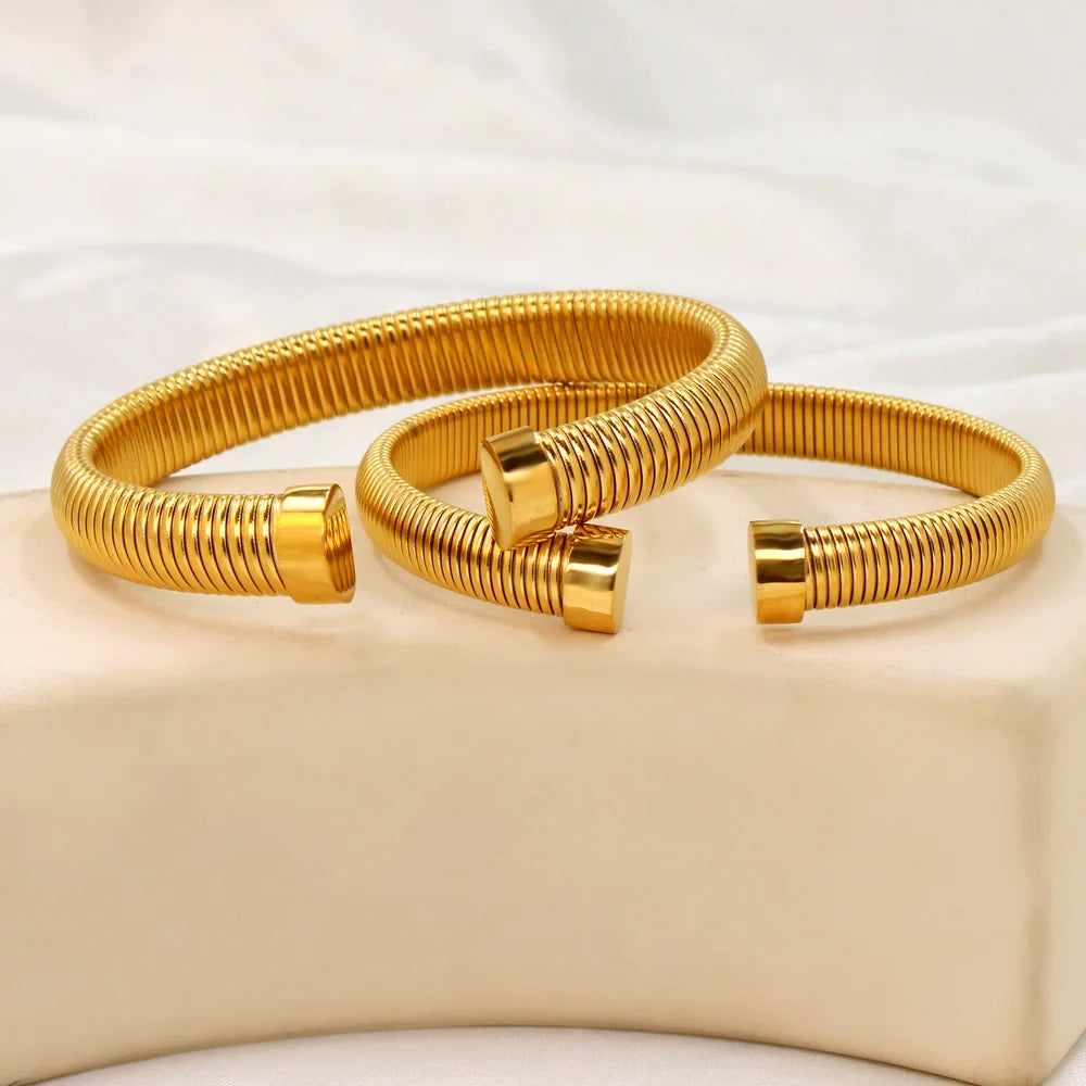 Gold Plated Textured Stainless Steel Cuff