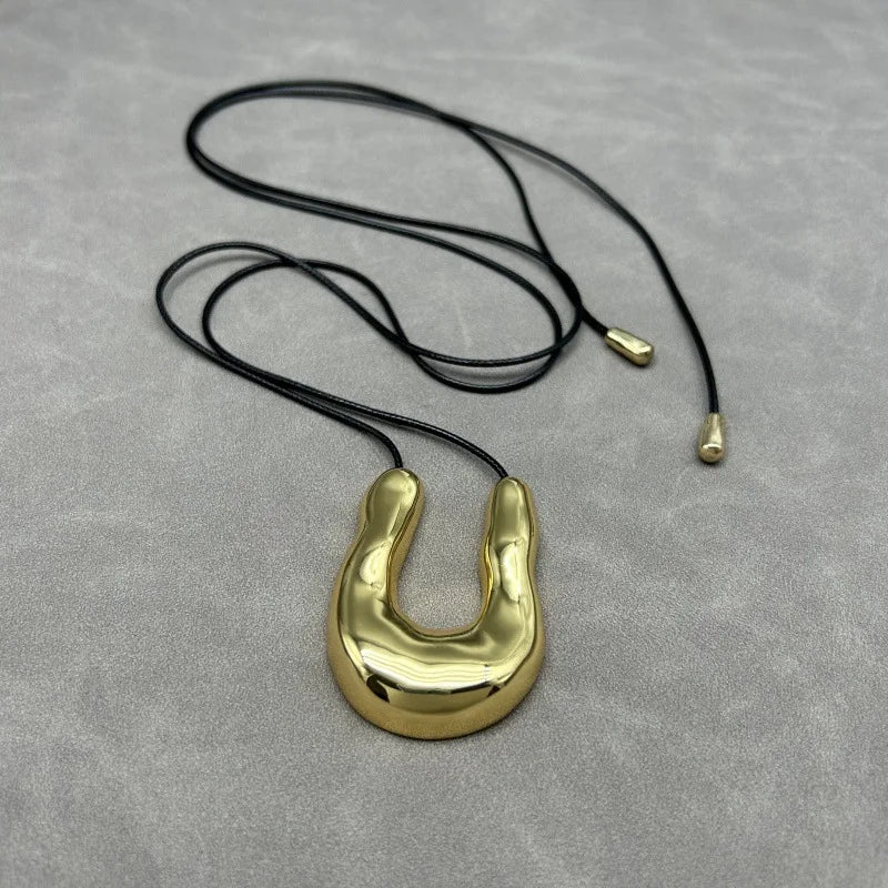 Organic Shape Statement Pendant Necklace