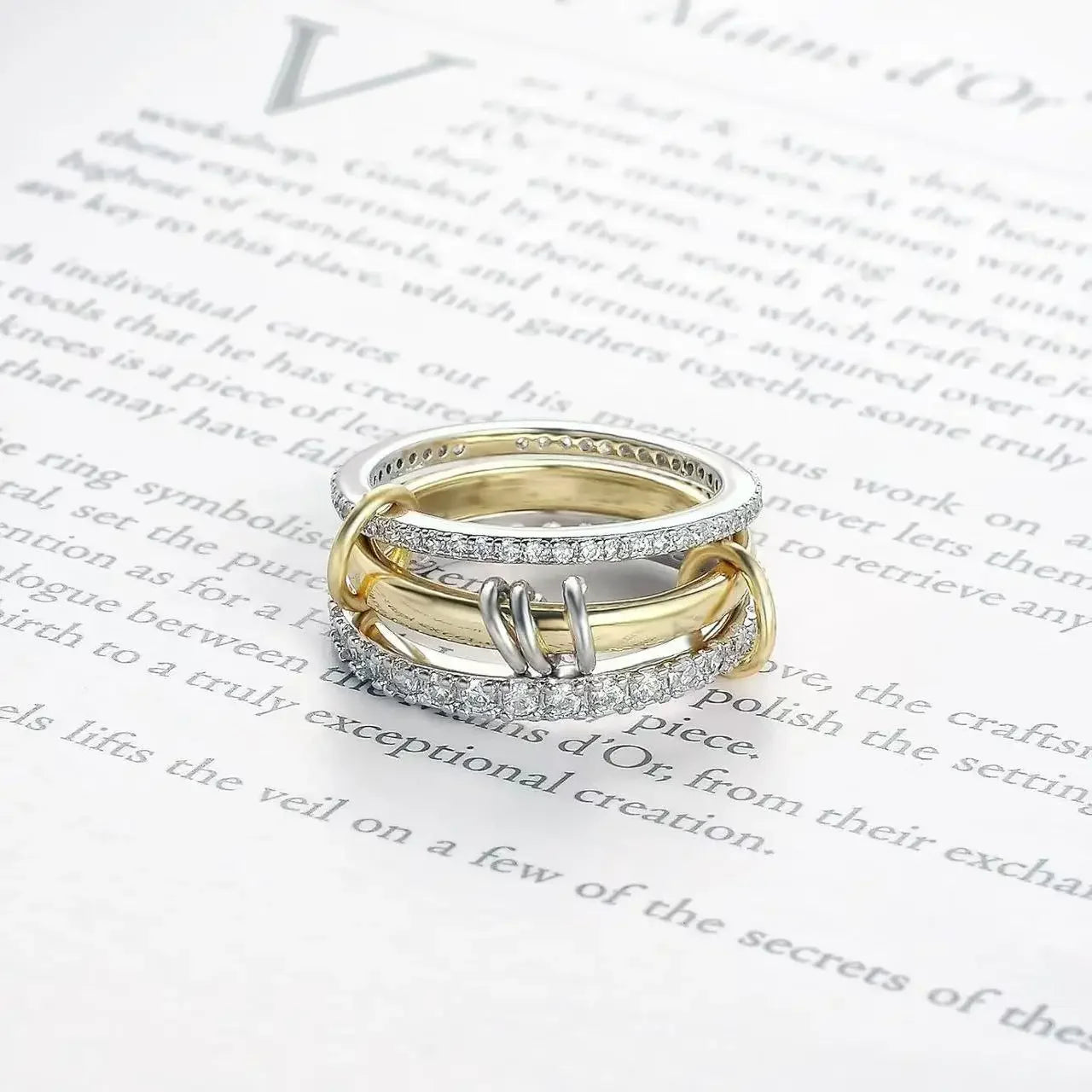 Gold Plated Statement Interlocking Ring Stackable