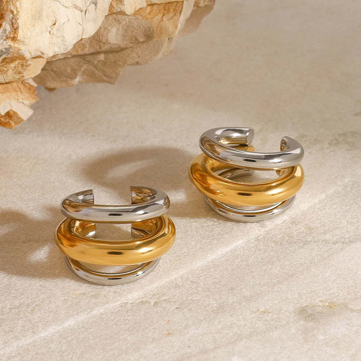 18K Gold Plated Contrast Ear Cuffs