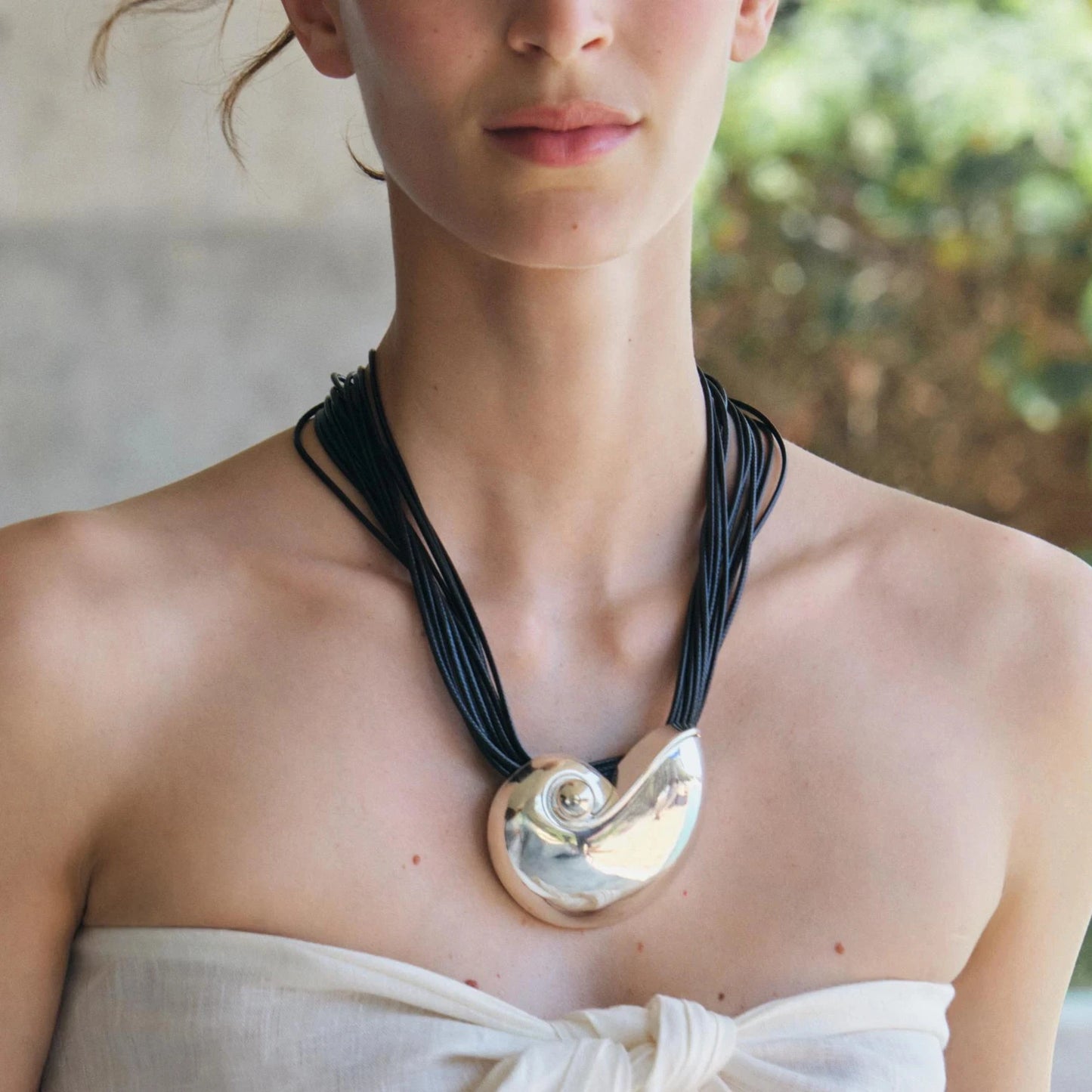 Statement Conch Pendant Necklace & Earrings