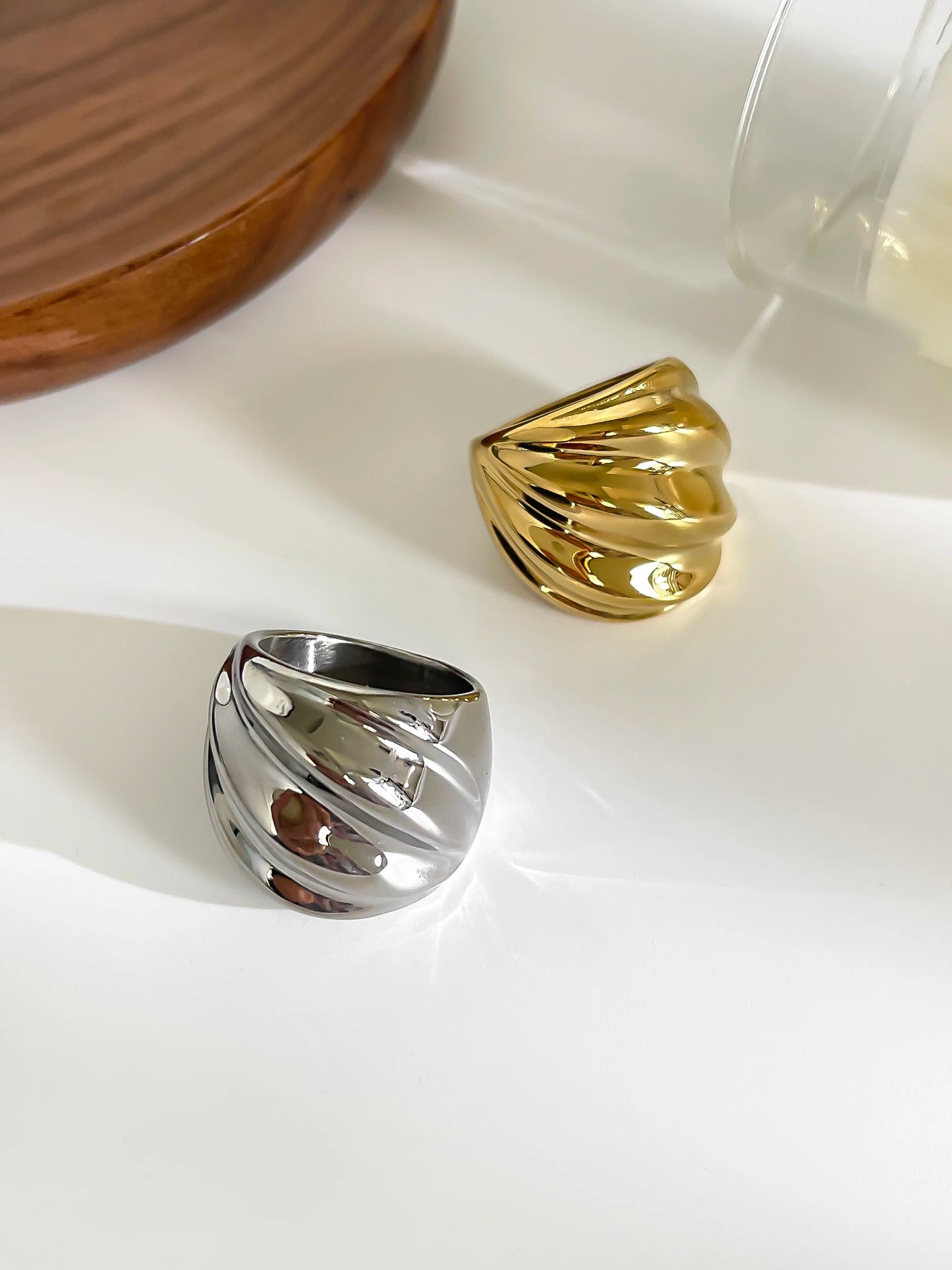 Wave Chunky Dome Wide Rings