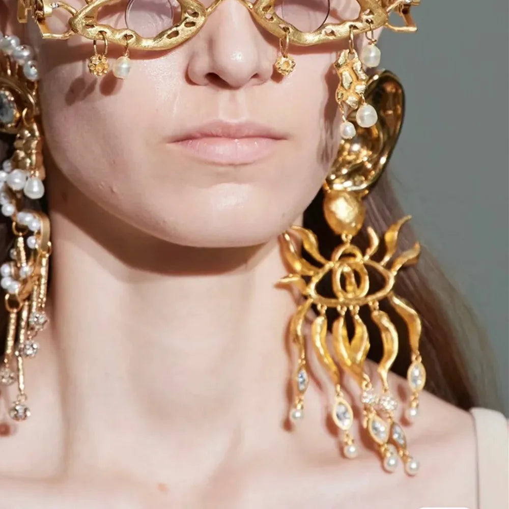Statement Surrealist Chunky Earrings Baroque Style