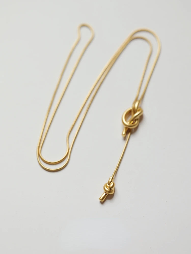 Metal Knot Pendant Long Necklace