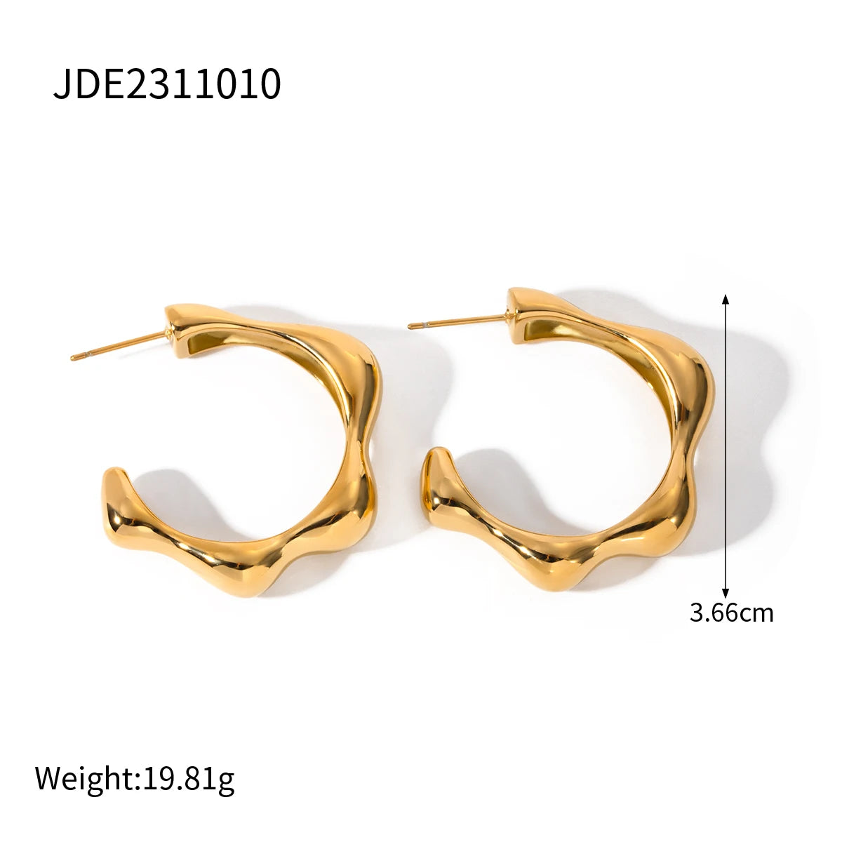 Petals C-shaped Earrings 18K Gold Plated