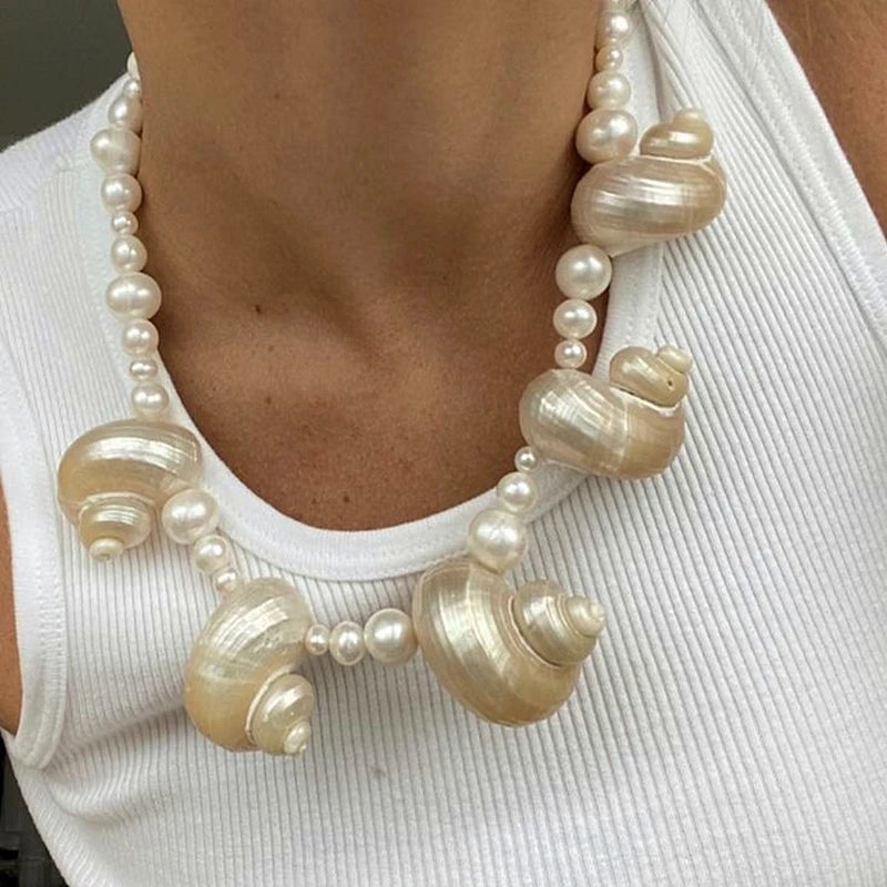 Natural Freshwater Sea Shell Pearl Necklace