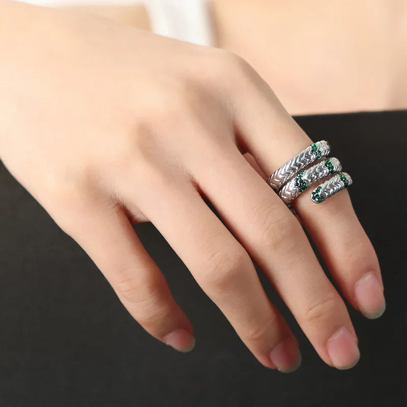 18K Gold Plated Rhinestone Snake Rings