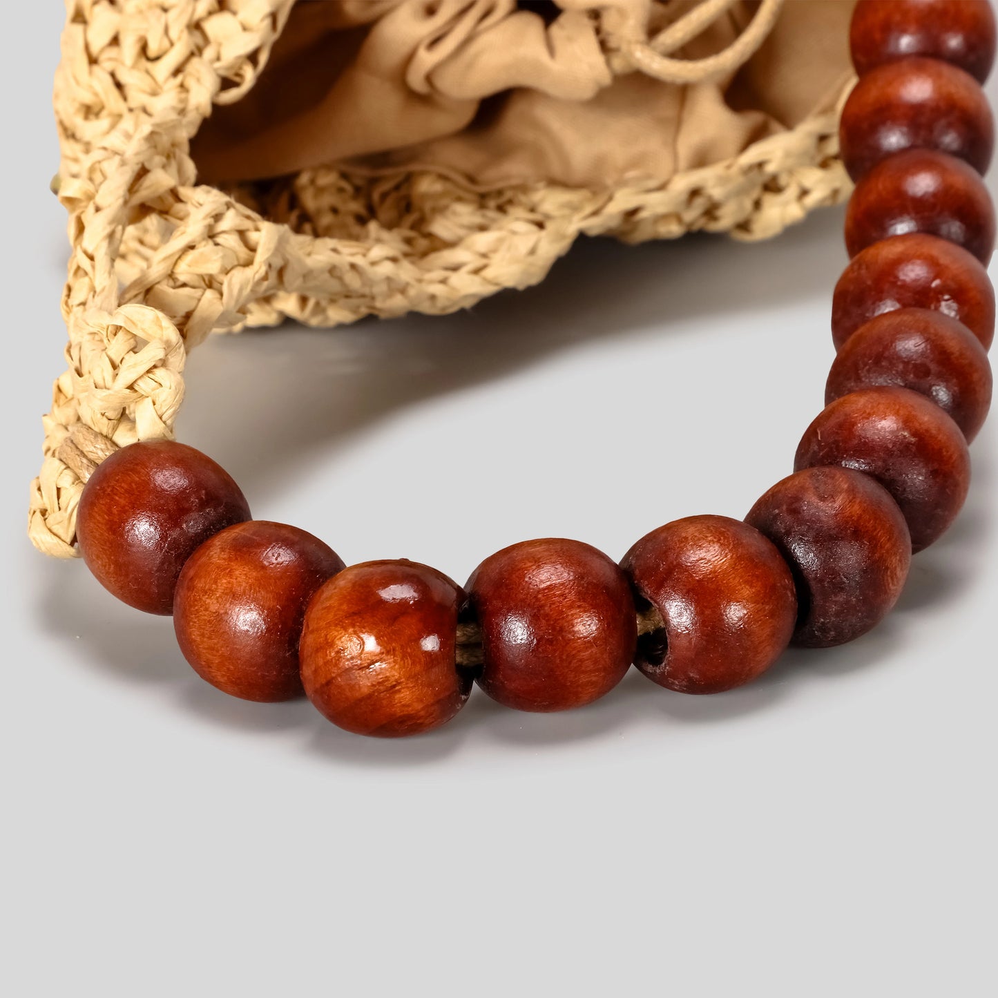 Conch Straw Woven Wooden Beading Strap Shoulder Bags