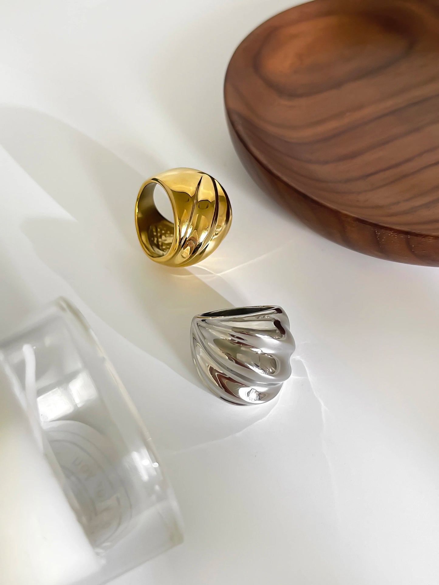 Wave Chunky Dome Wide Rings