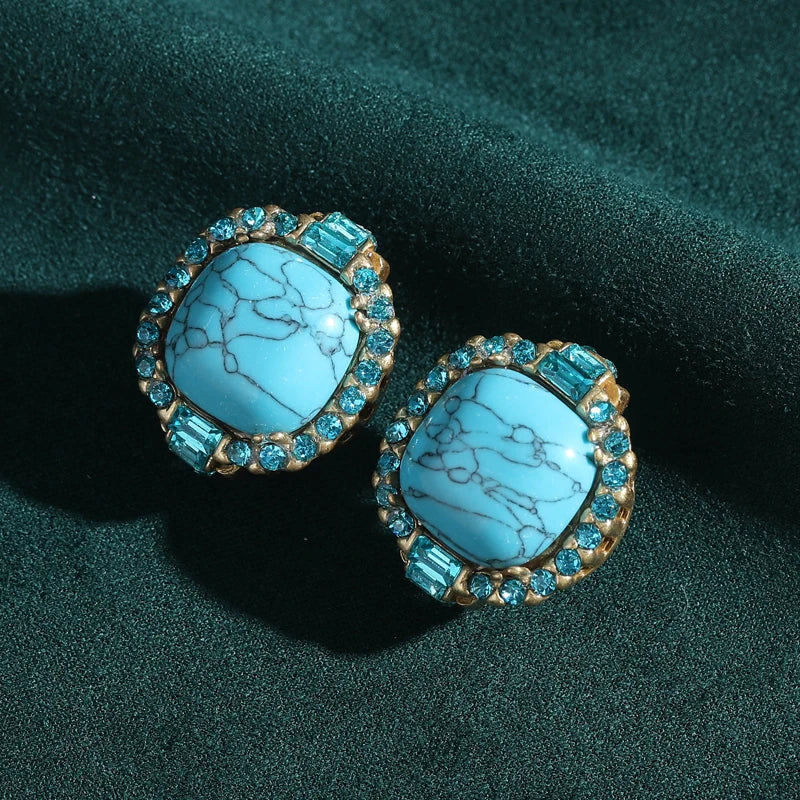 Art Deco Turquoise Stone Earrings