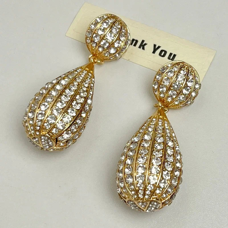 Statement Rhinestone Balloon Droplet Earrings