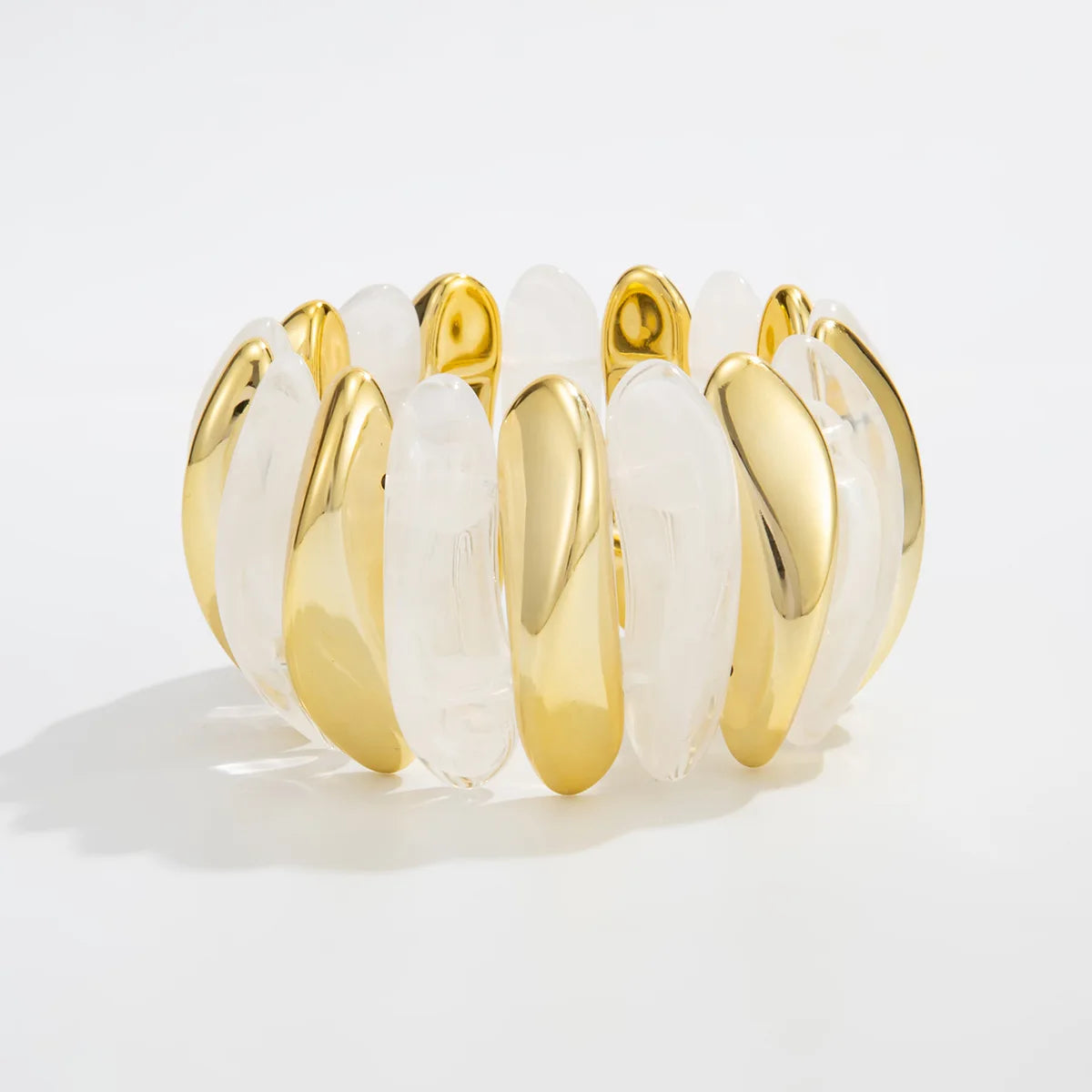 Geometric Wide Chunky Resin Elastic Bangle Bracelets