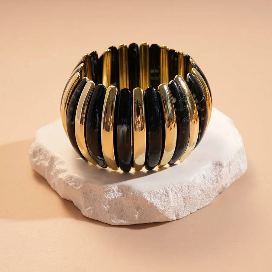 Statement Resin Beaded Elastic Wide Bangles