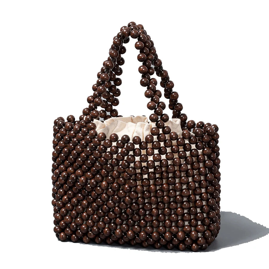 Top Handle Wooden Beaded Bags