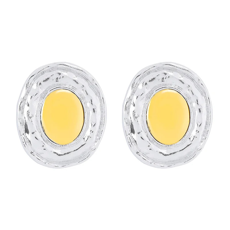 Contrast Round Large Earrings