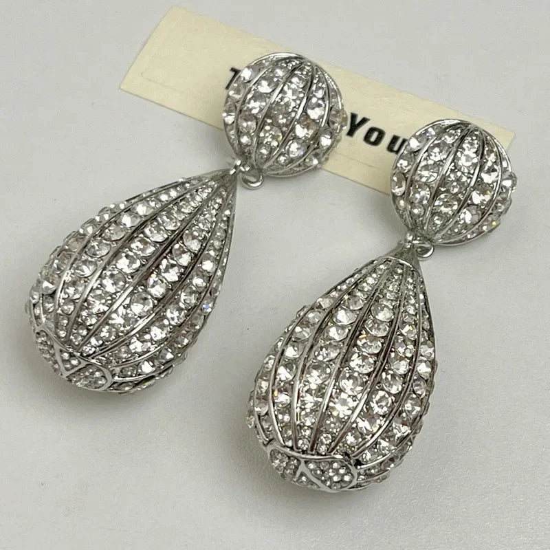 Statement Rhinestone Balloon Droplet Earrings
