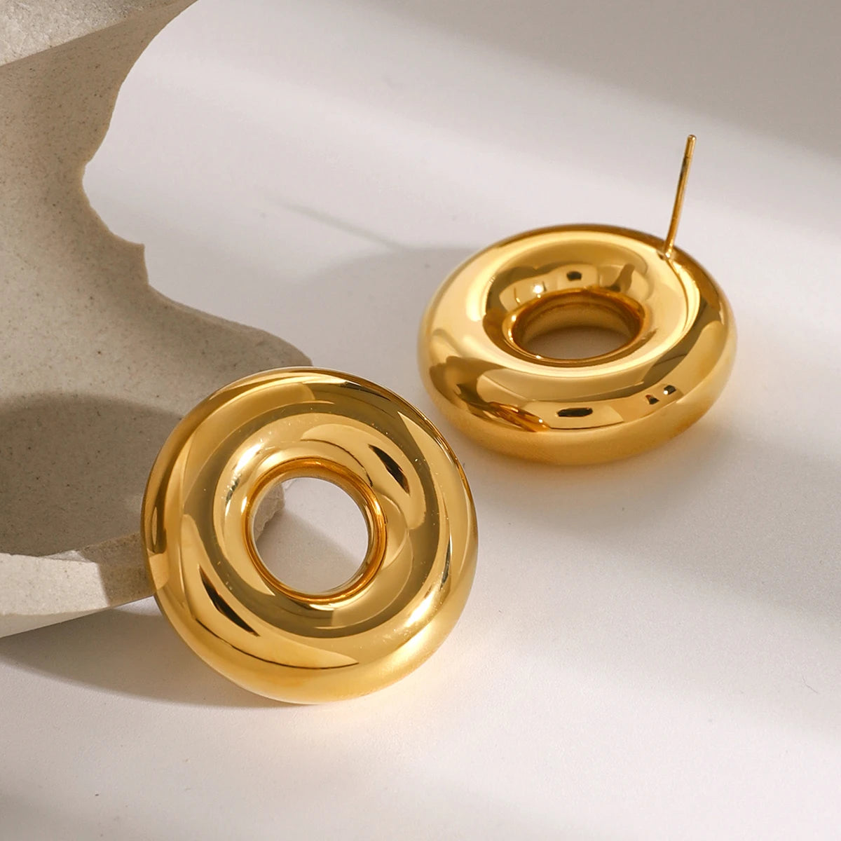 18K Gold Plated Donut Earrings