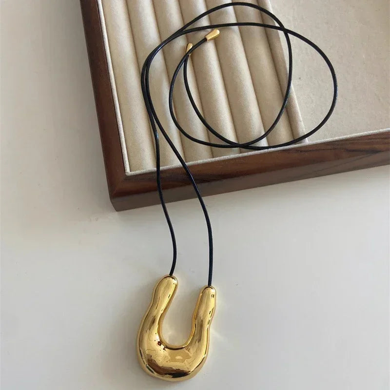 Organic Shape Statement Pendant Necklace