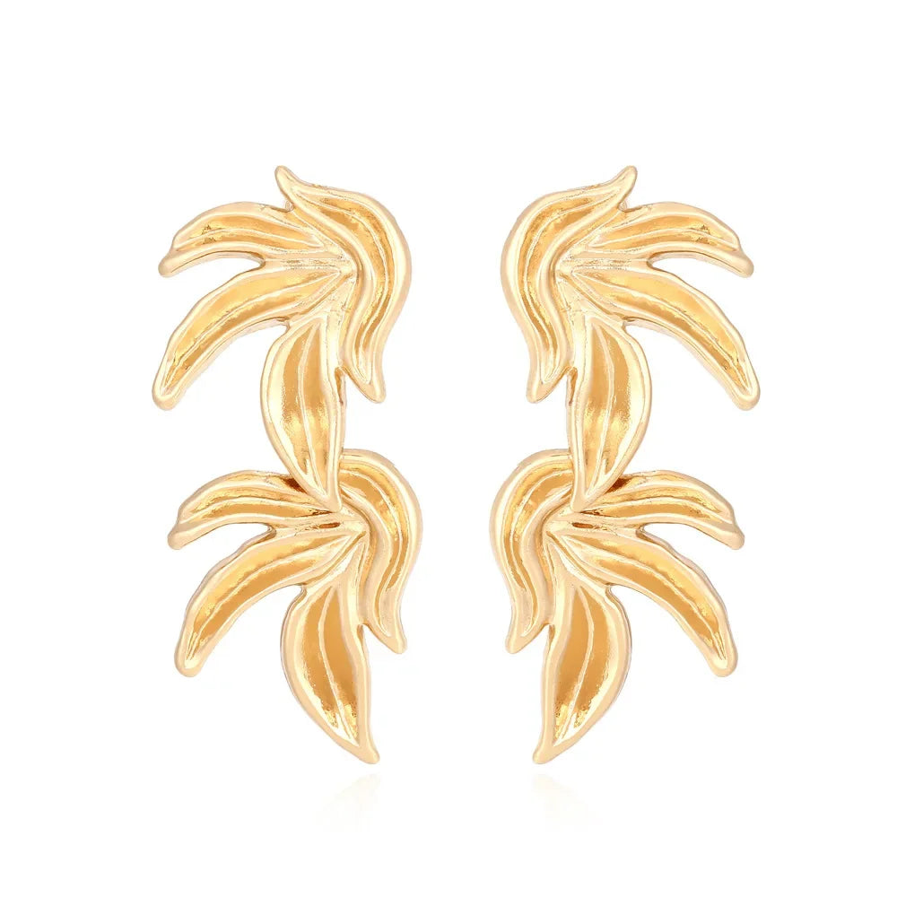 Statement Double Leaf Earrings