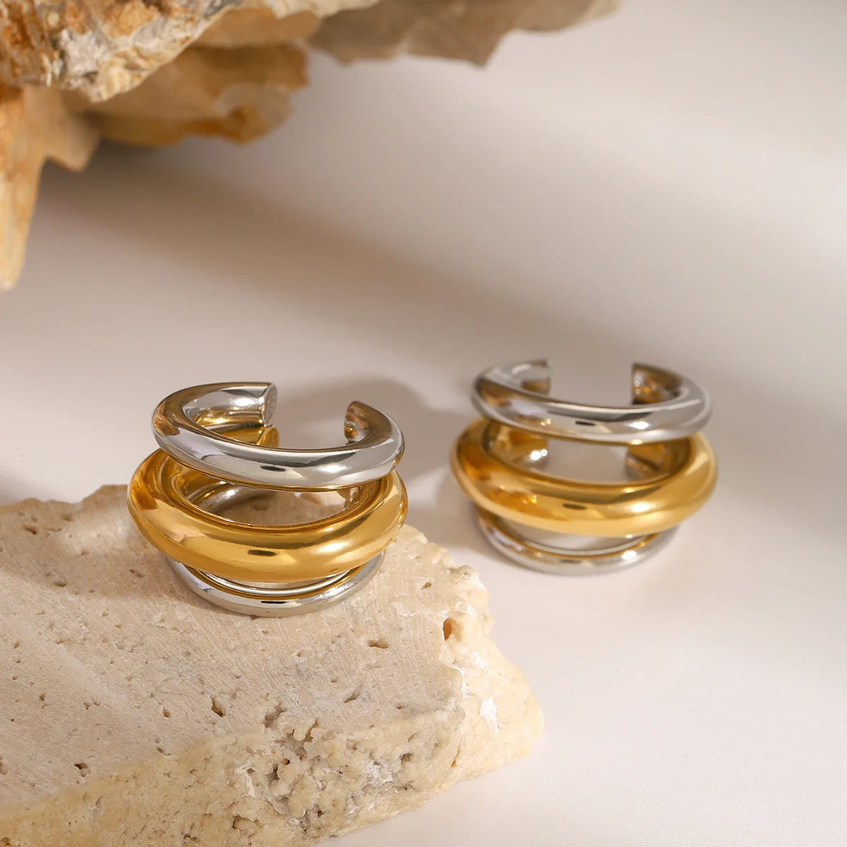 18K Gold Plated Contrast Ear Cuffs