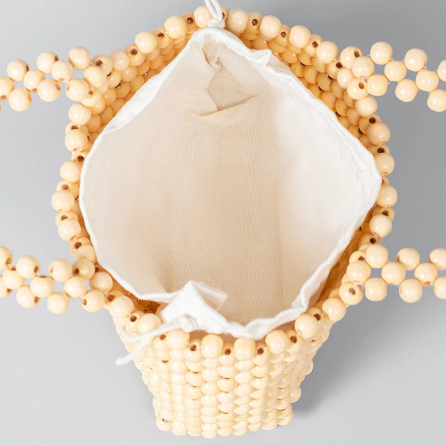 Top Handle Wooden Beaded Bags