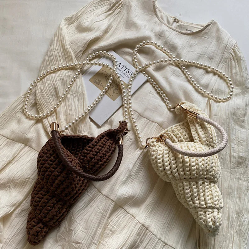 Conch Shell Knit Crochet Crossbody Shoulder Bag