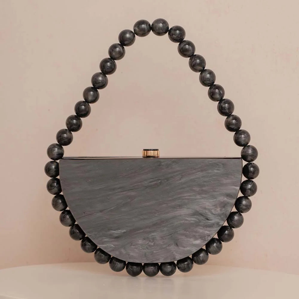 Half Moon Resin & Acrylic Beaded Handbag